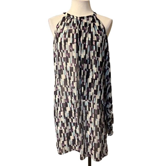 WHBM Sheath Dress 10 Romantic Printed Dress Black Grape Washable NWT NEW - Picture 1 of 13
